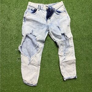 Forever 21 Distressed Light Blue Cropped Jeans